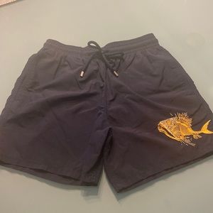 Blue/Embroidered Vilebrequin Swim Trunks (Size Medium)